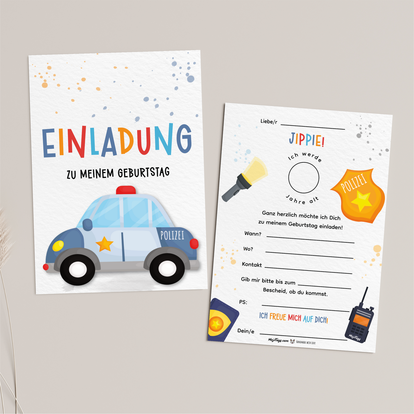 Polizei Einladungskarten Kindergeburtstag