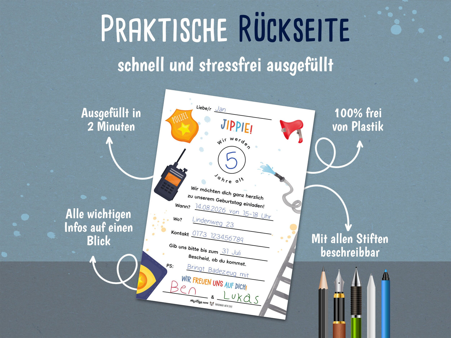 Einladung Zwillinge – Polizei & Feuerwehr