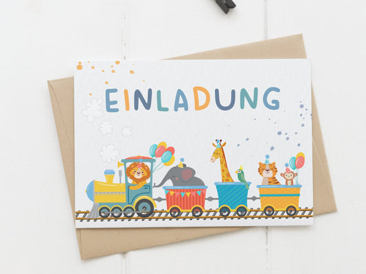 Zug Einladung mit Tieren