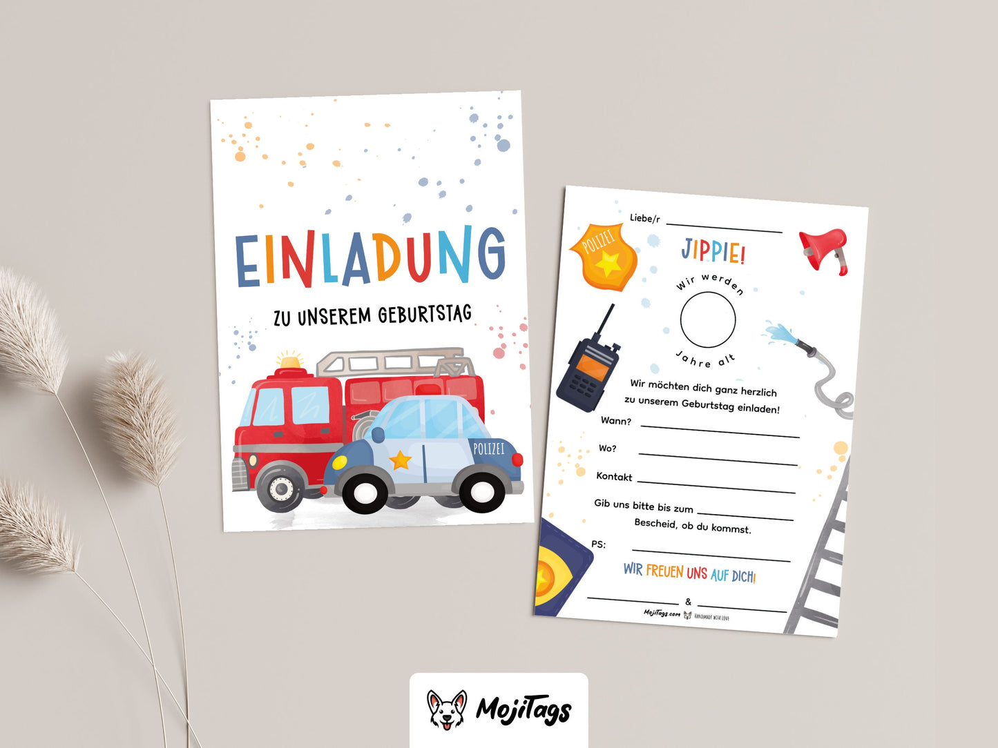 Einladung Zwillinge – Polizei & Feuerwehr