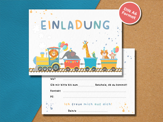 Zug Einladung mit Tieren