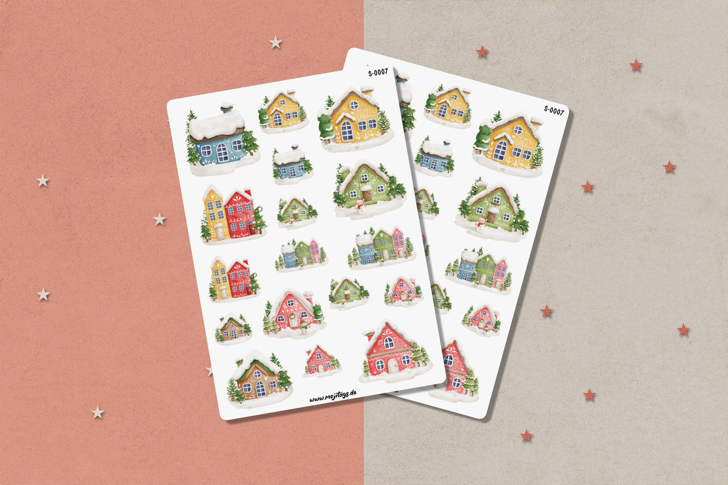 Winterhäuschen Stickerbogen