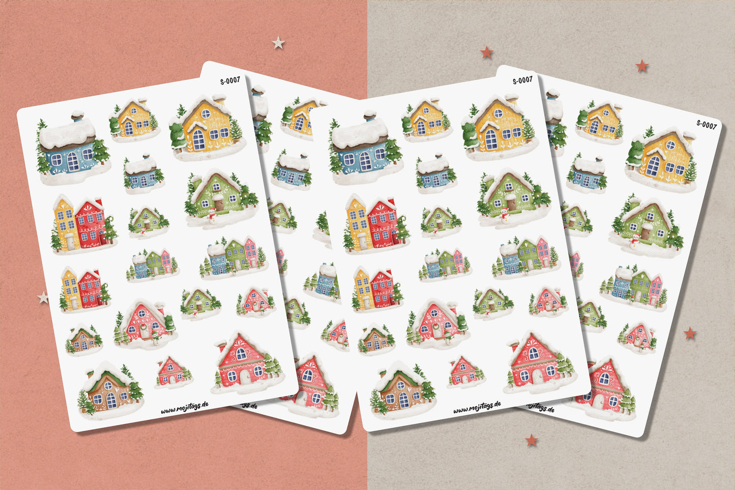 Winterhäuschen Stickerbogen