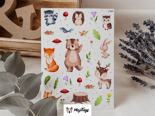 Sommer Waldtiere Stickerbogen