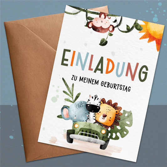 Safari Einladungskarten Kindergeburtstag