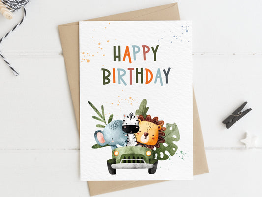 Safari Geburtstagskarte – Happy Birthday
