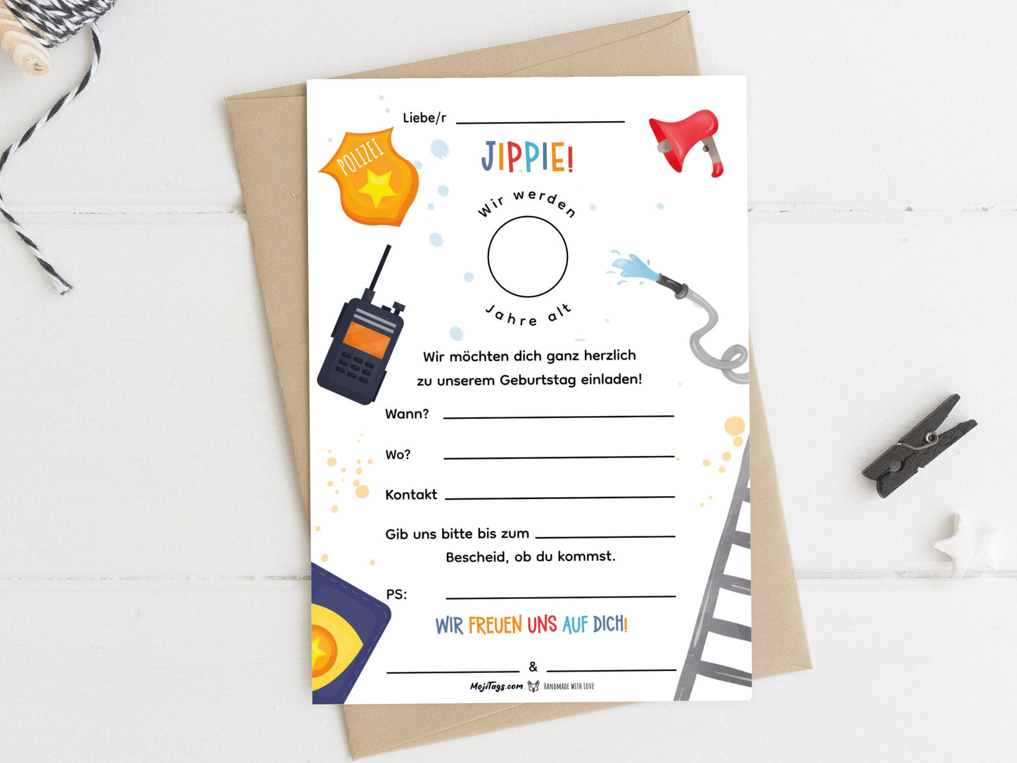 Einladung Zwillinge – Polizei & Feuerwehr