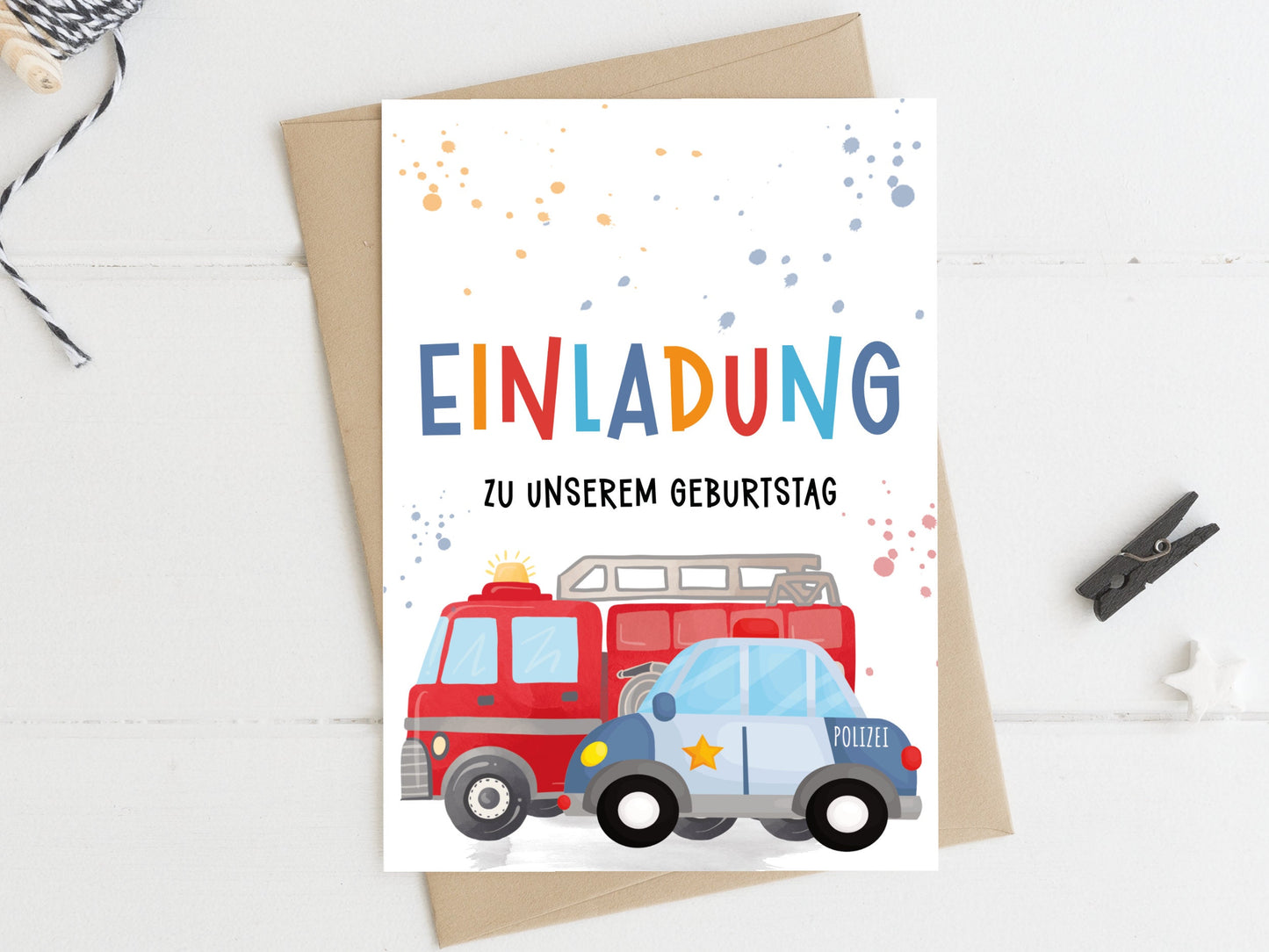 Einladung Zwillinge – Polizei & Feuerwehr