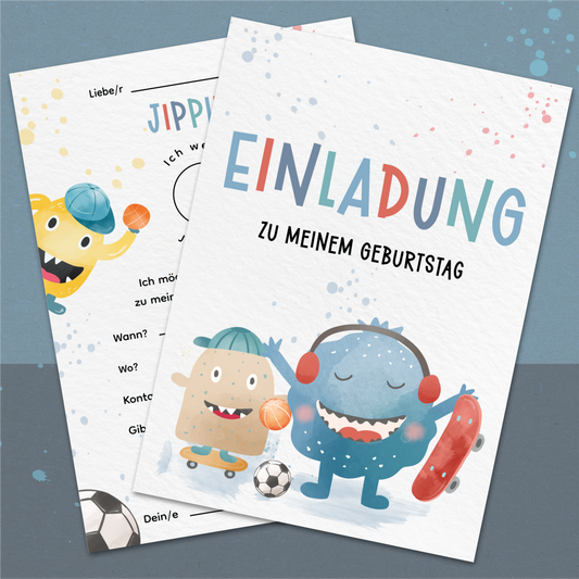 Monster Einladungskarten Kindergeburtstag