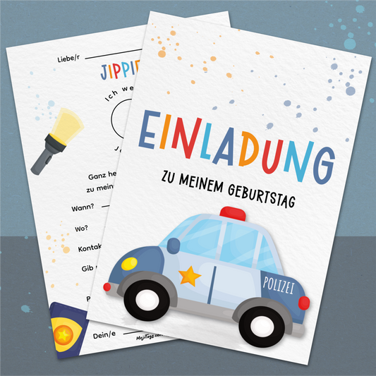 Polizei Einladungskarten Kindergeburtstag