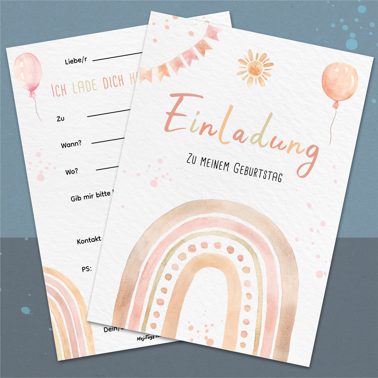 Regenbogen Einladungskarten Kindergeburtstag