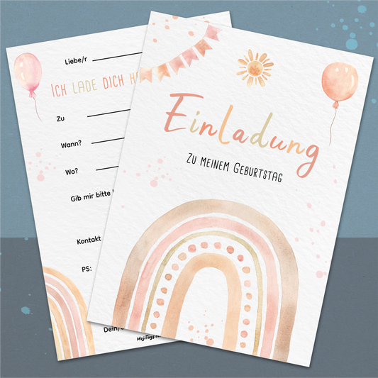 Regenbogen Einladungskarten Kindergeburtstag