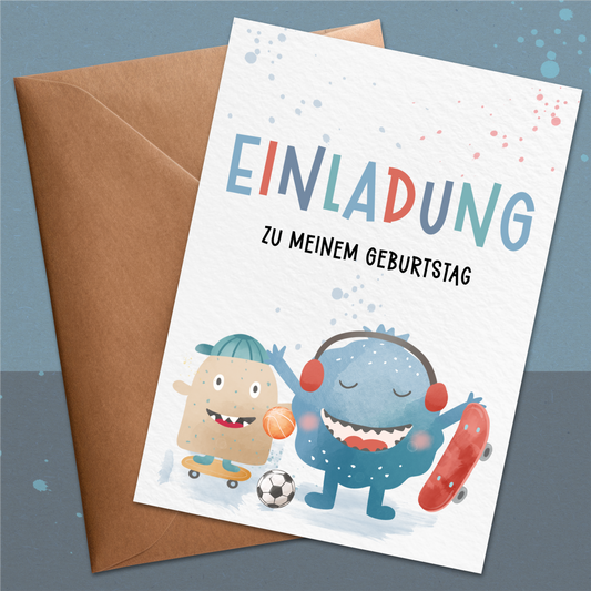 Monster Einladungskarten Kindergeburtstag