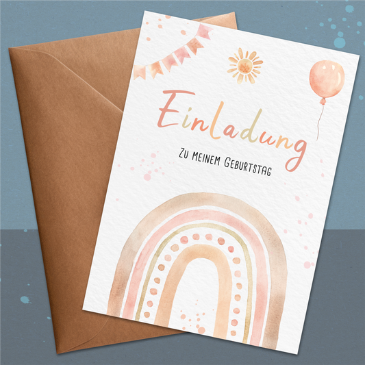 Regenbogen Einladungskarten Kindergeburtstag