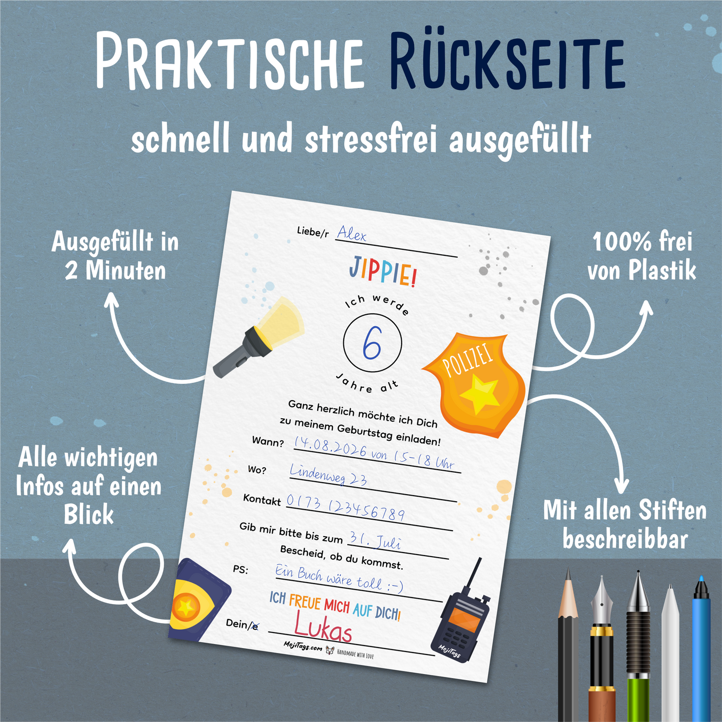 Polizei Einladungskarten Kindergeburtstag