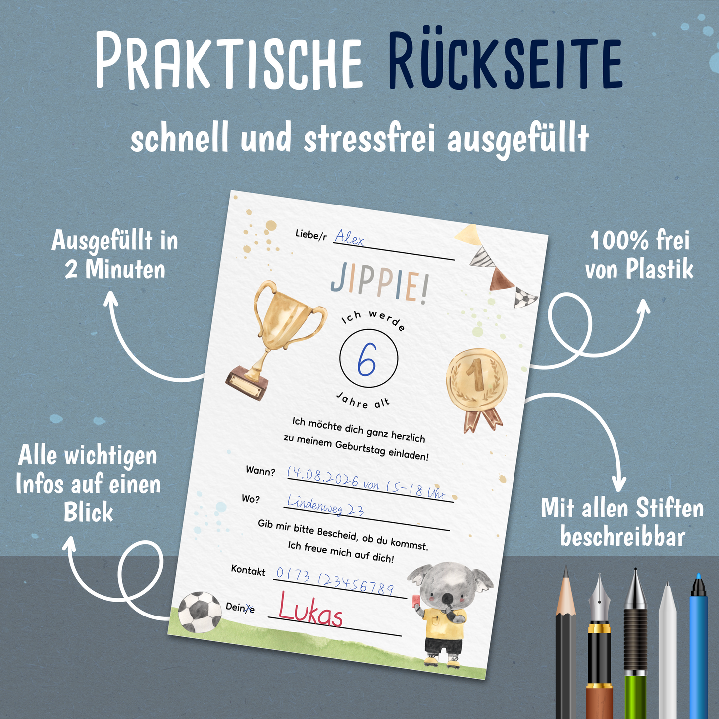 Fußball Einladungskarten Kindergeburtstag