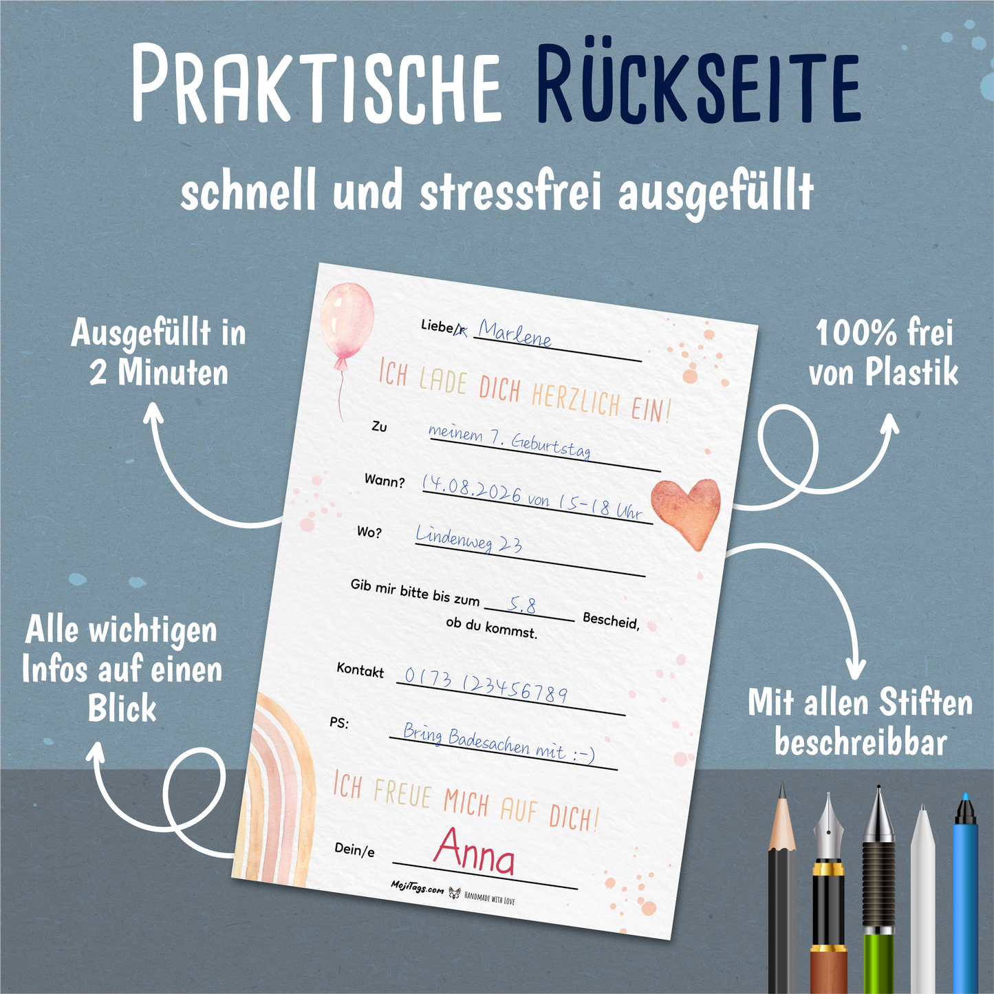 Regenbogen Einladungskarten Kindergeburtstag