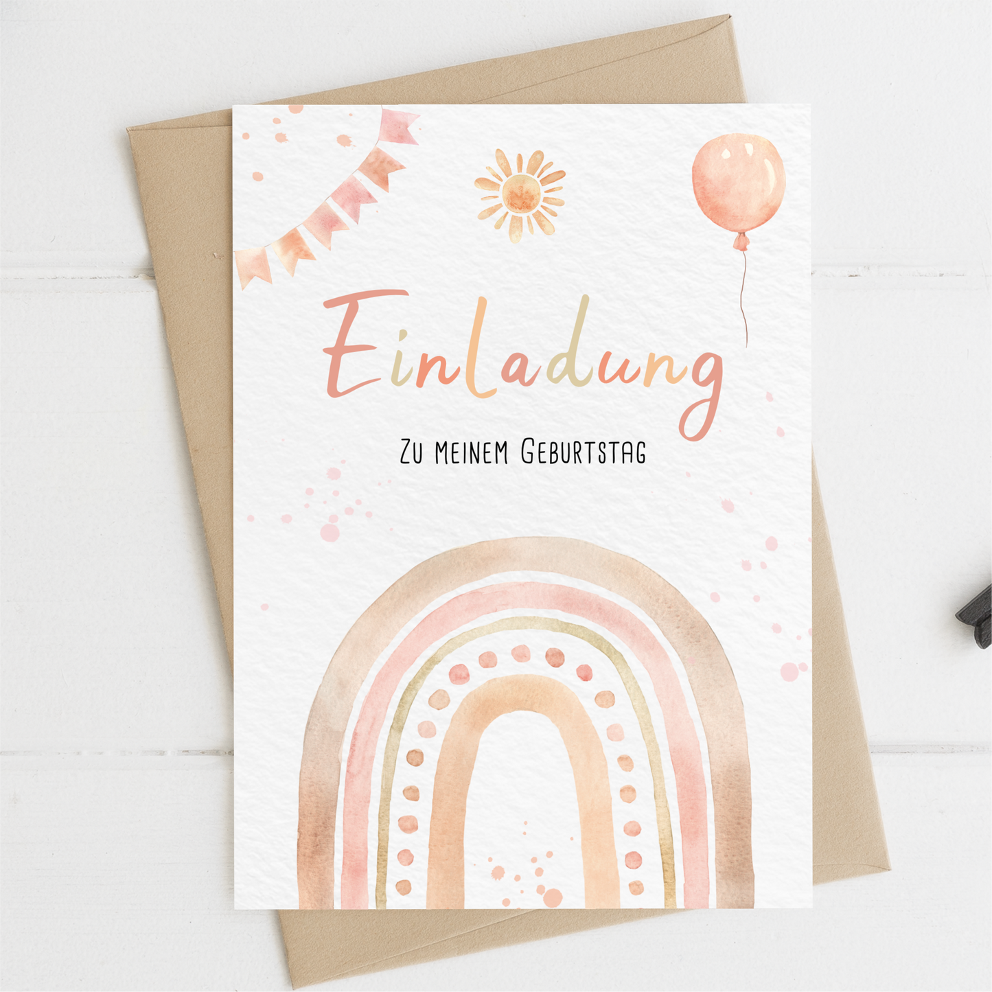Regenbogen Einladungskarten Kindergeburtstag