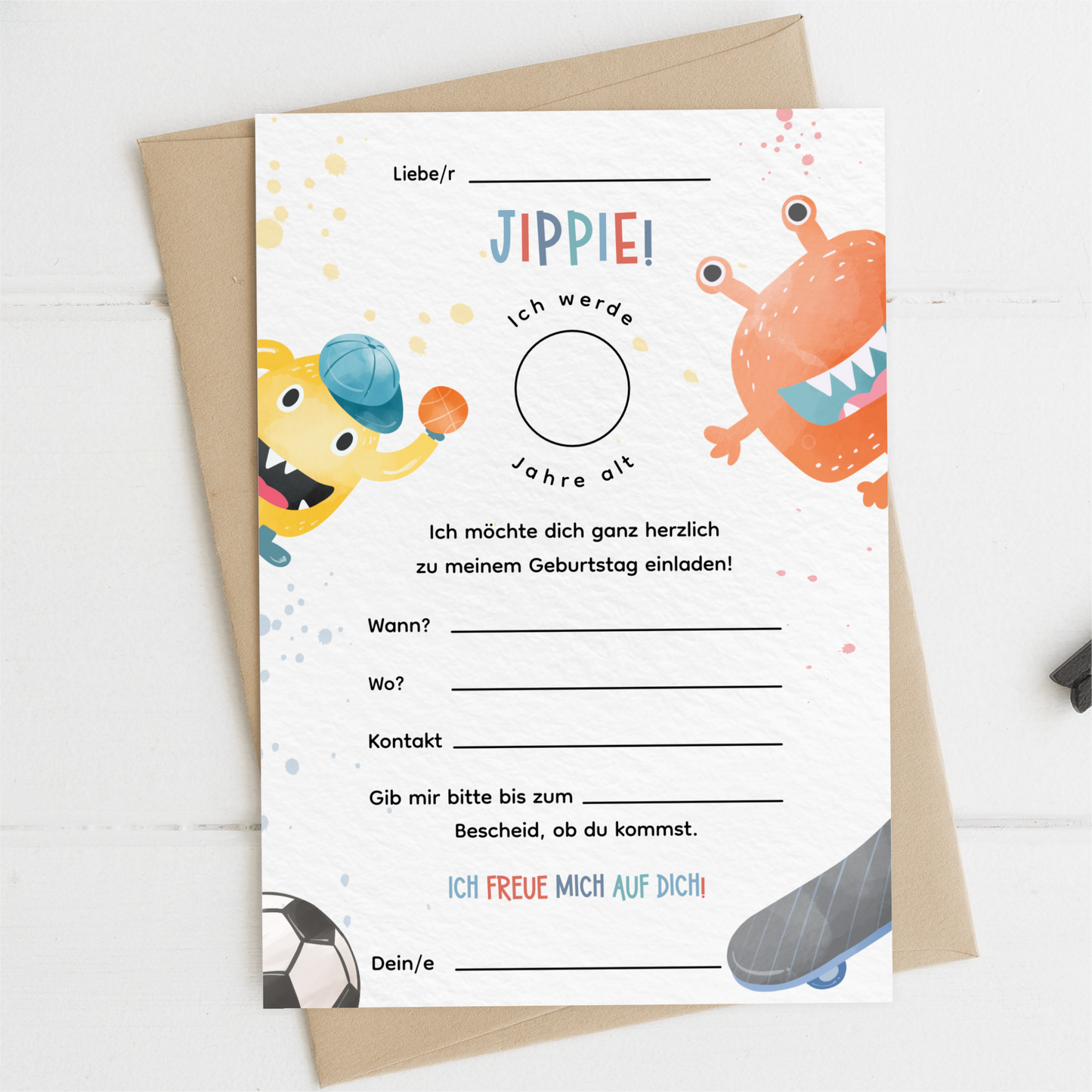 Monster Einladungskarten Kindergeburtstag