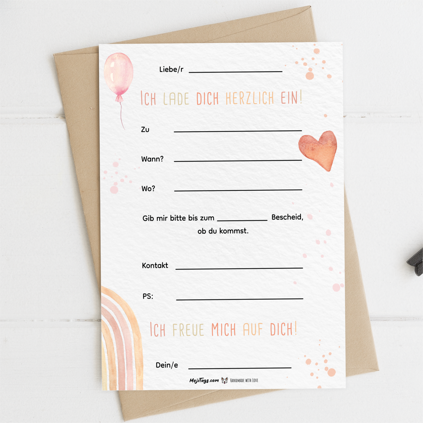 Regenbogen Einladungskarten Kindergeburtstag