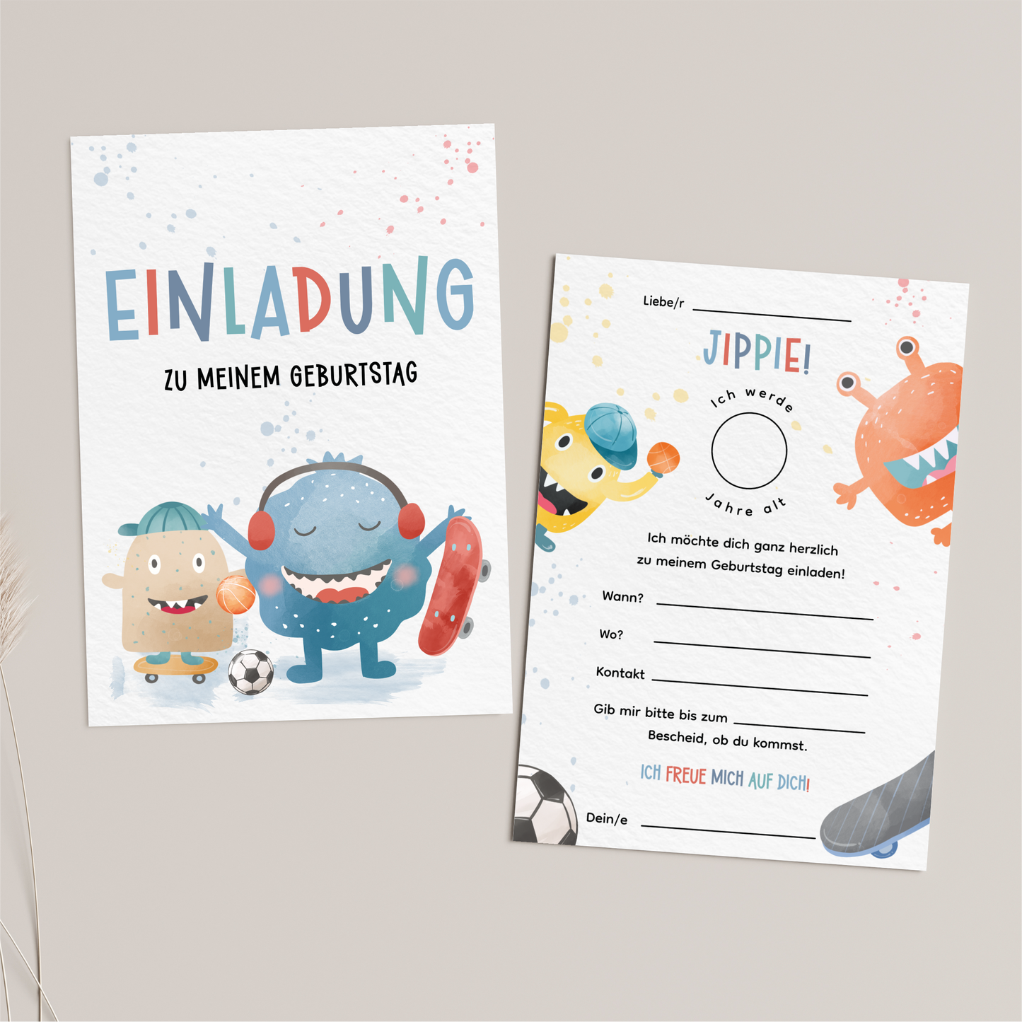 Monster Einladungskarten Kindergeburtstag