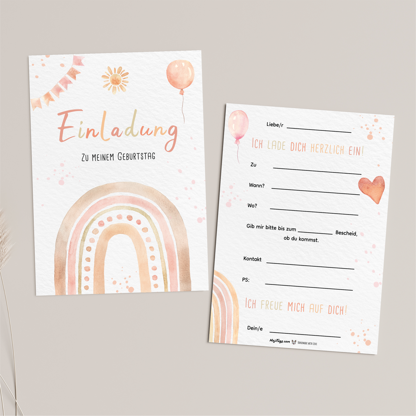 Regenbogen Einladungskarten Kindergeburtstag