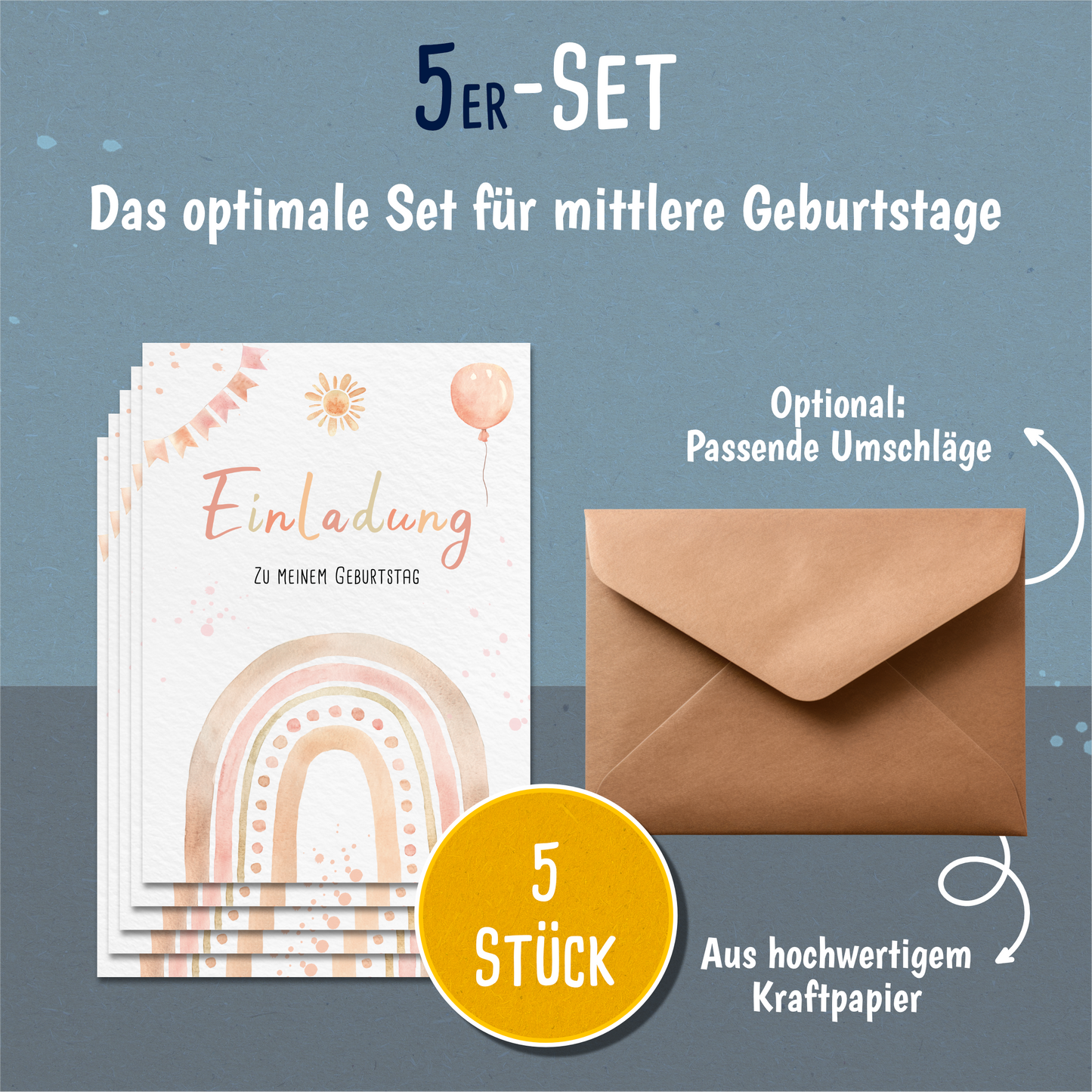 Regenbogen Einladungskarten Kindergeburtstag