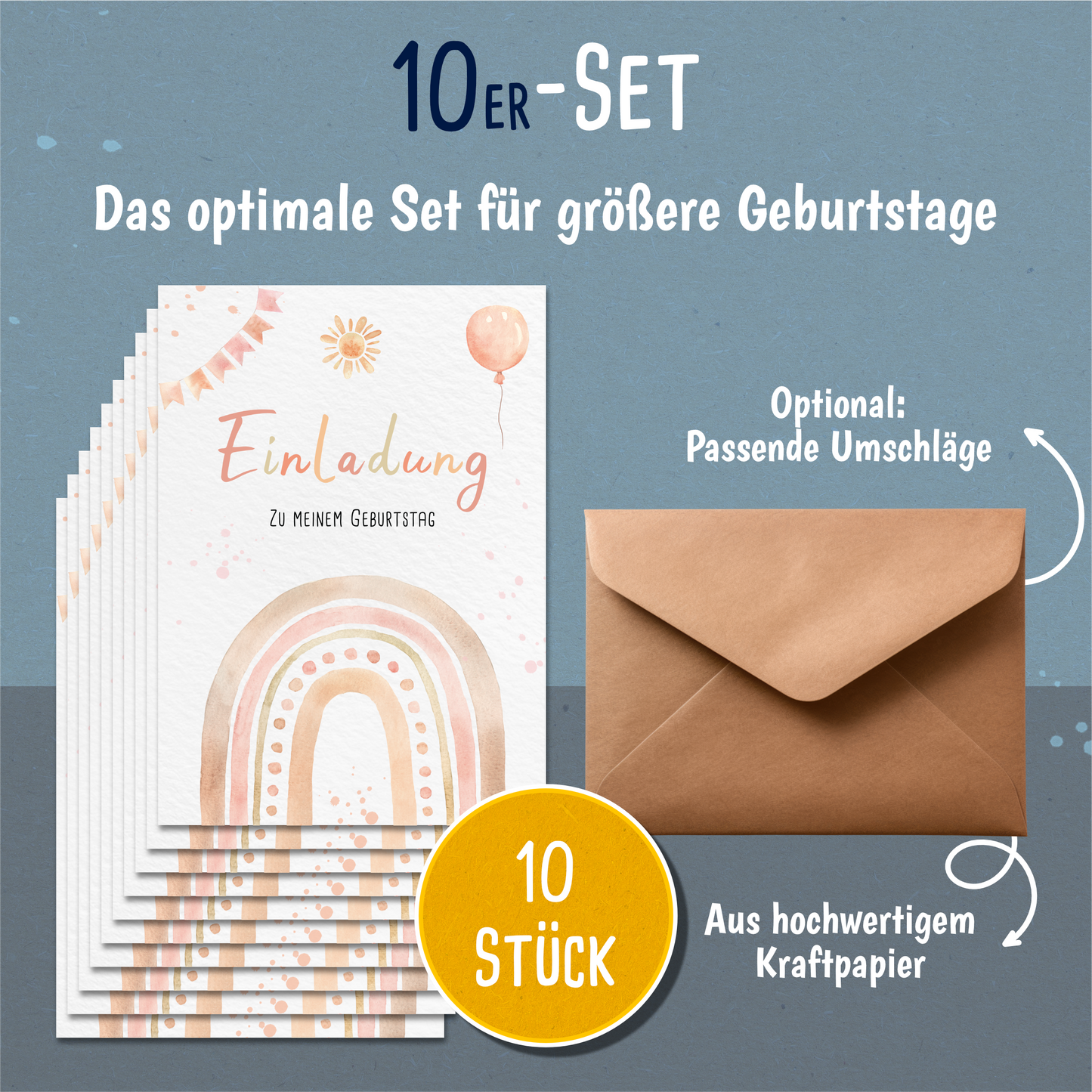 Regenbogen Einladungskarten Kindergeburtstag