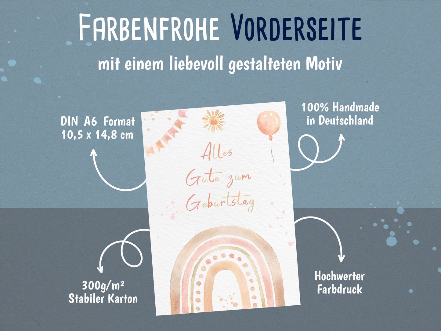 Regenbogen Boho Grußkarte