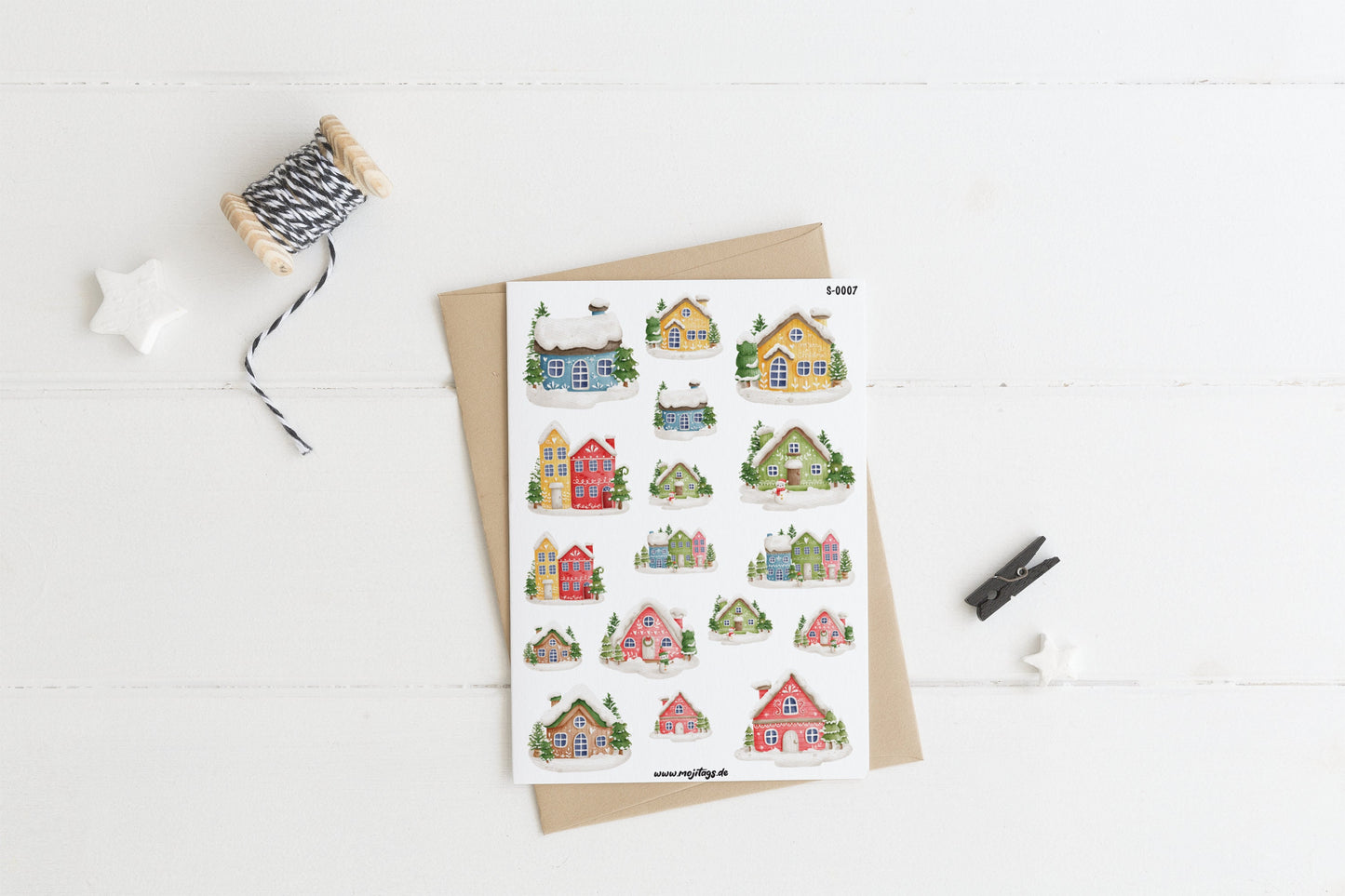 Winterhäuschen Stickerbogen