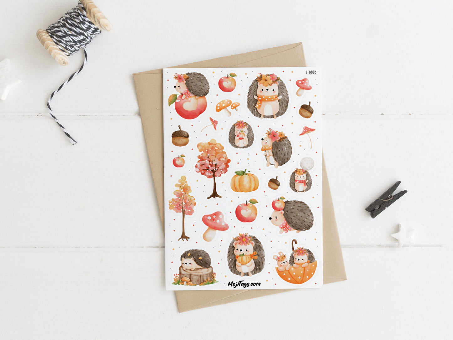 Herbstliche Igel Stickerbogen