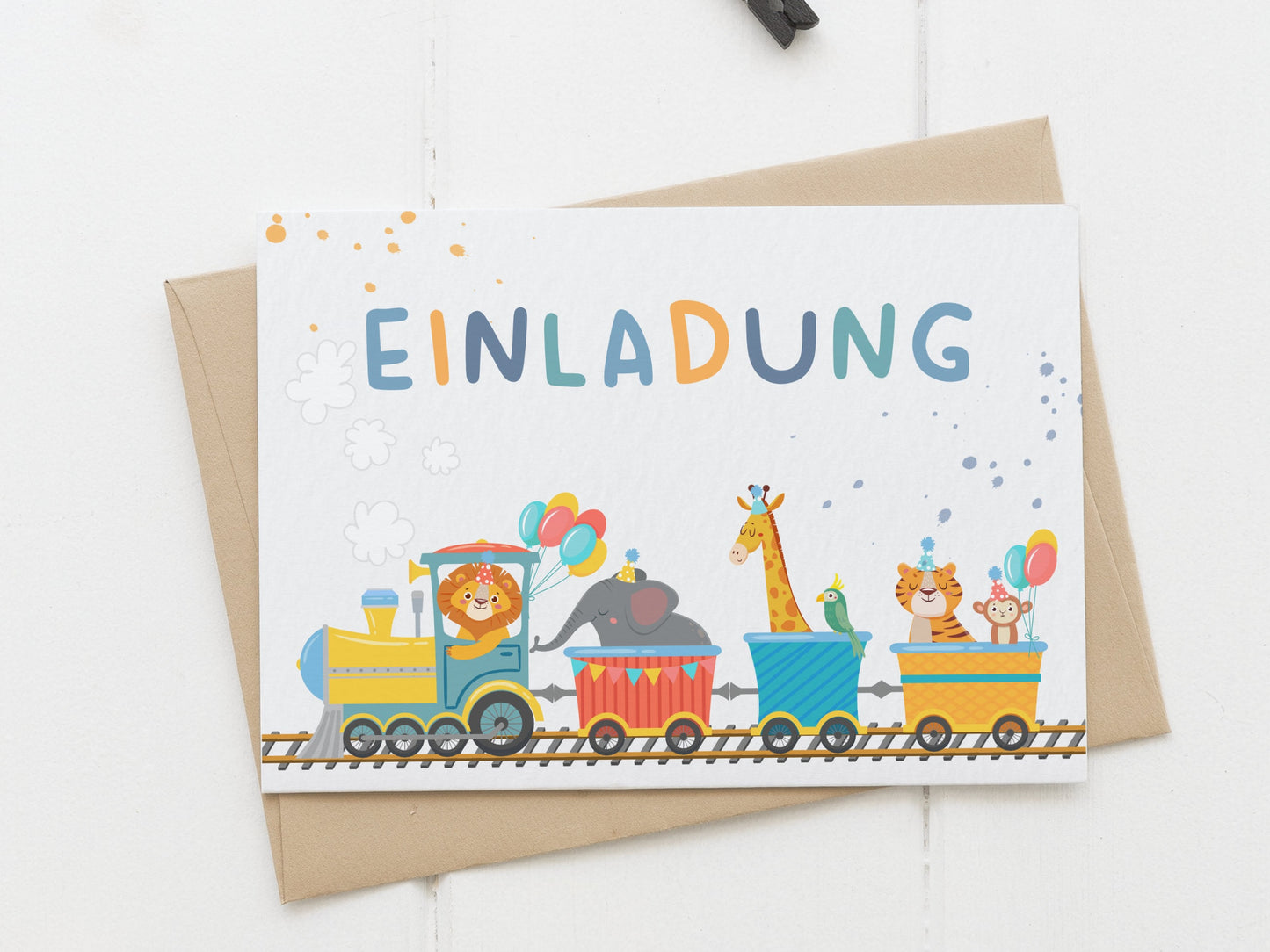 Zug Einladung mit Tieren