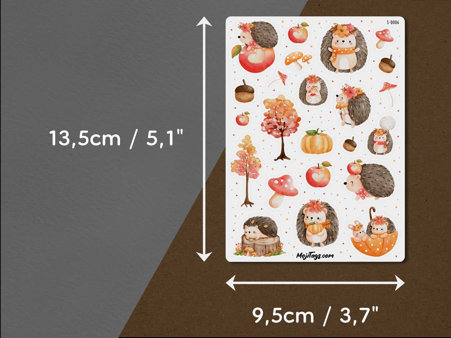 Herbstliche Igel Stickerbogen