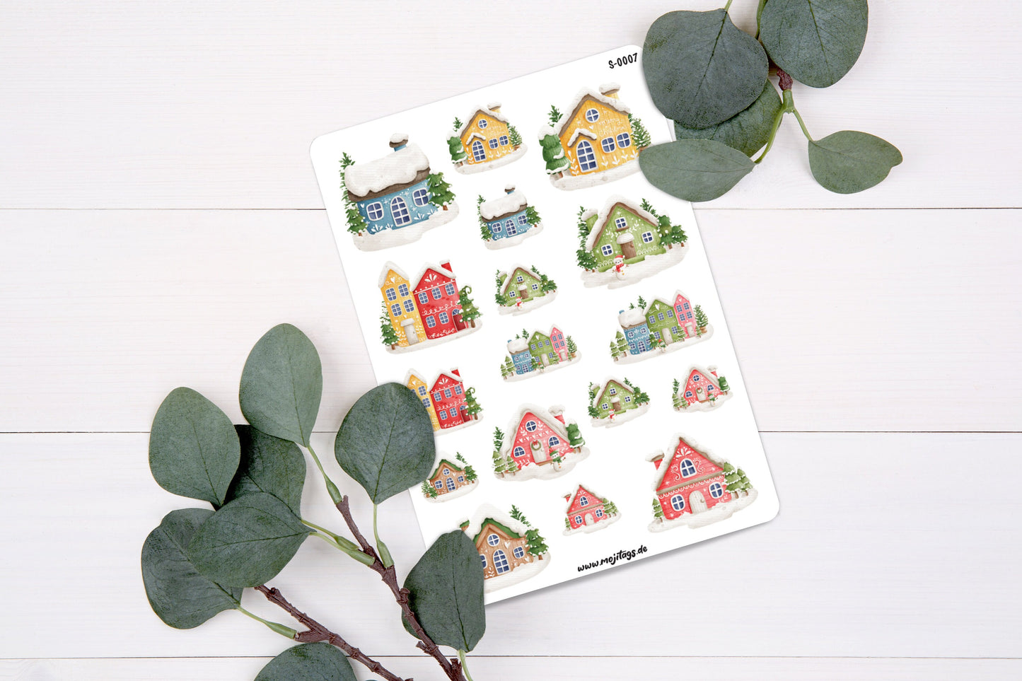 Winterhäuschen Stickerbogen
