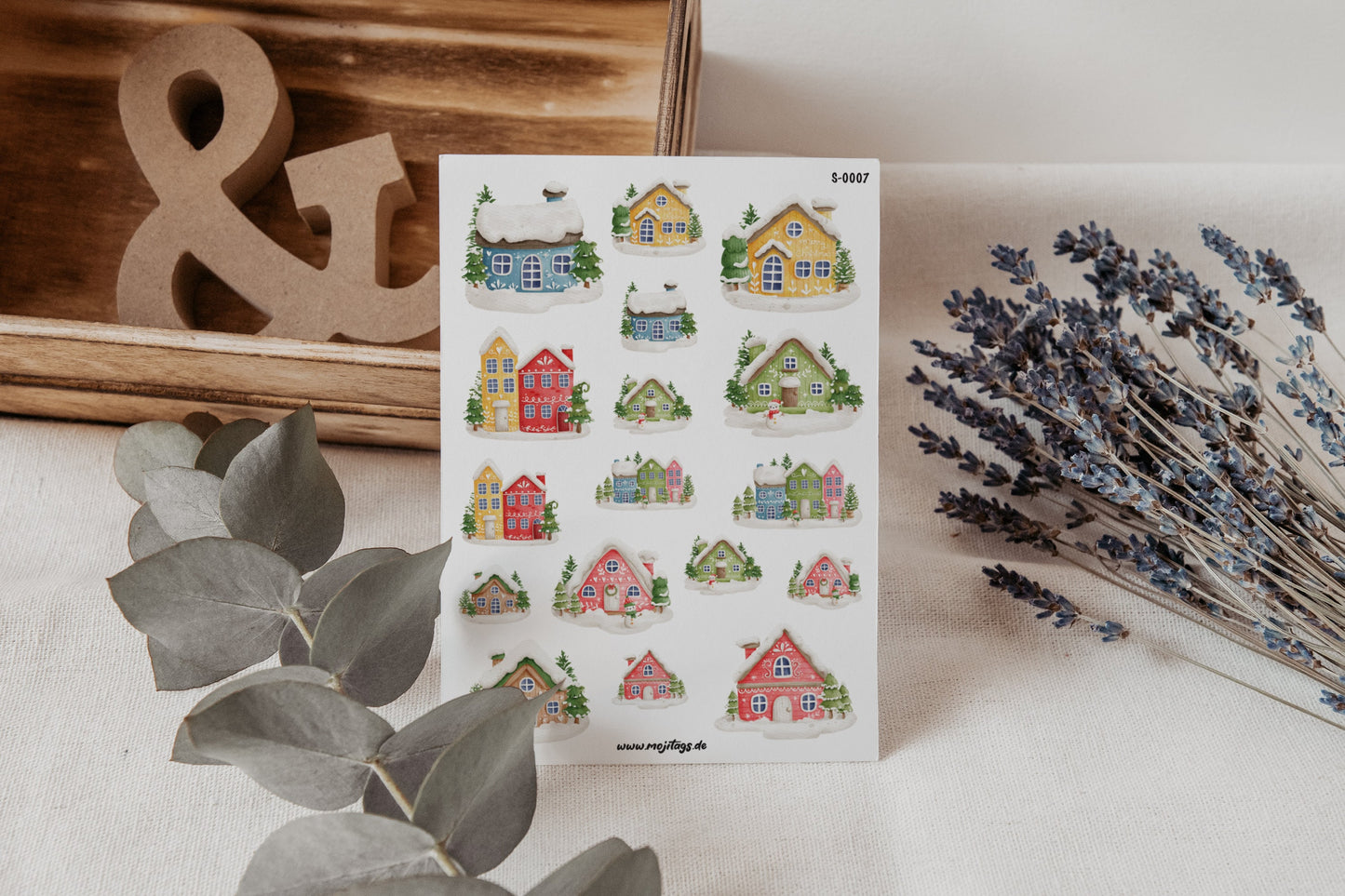 Winterhäuschen Stickerbogen