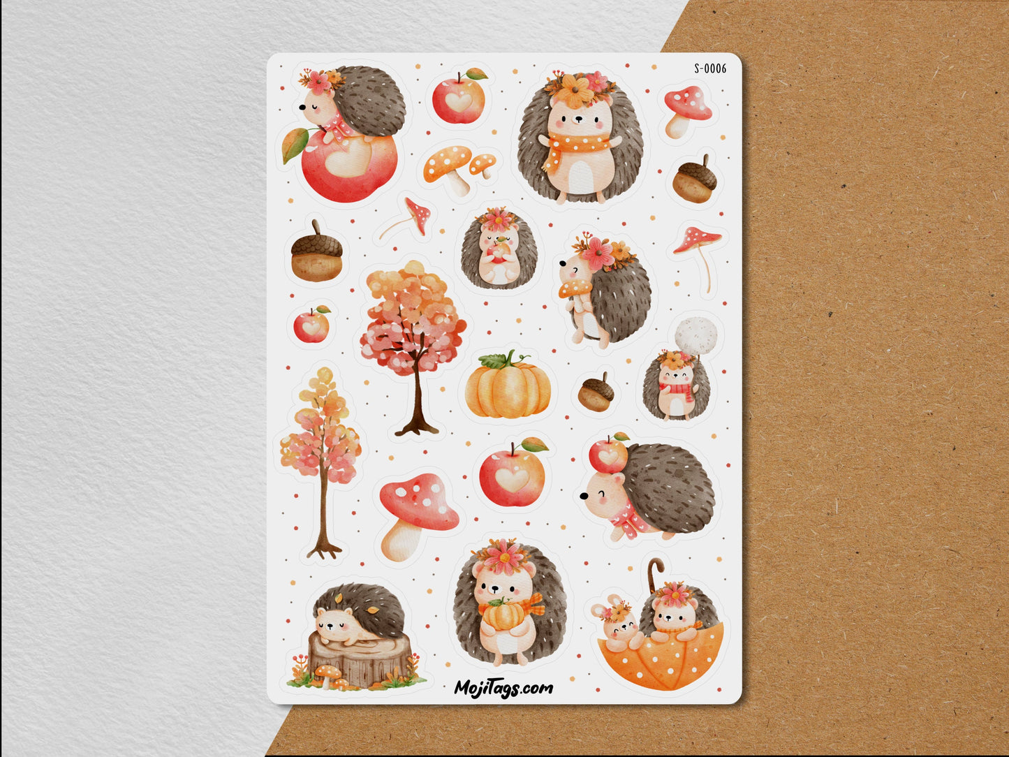 Herbstliche Igel Stickerbogen
