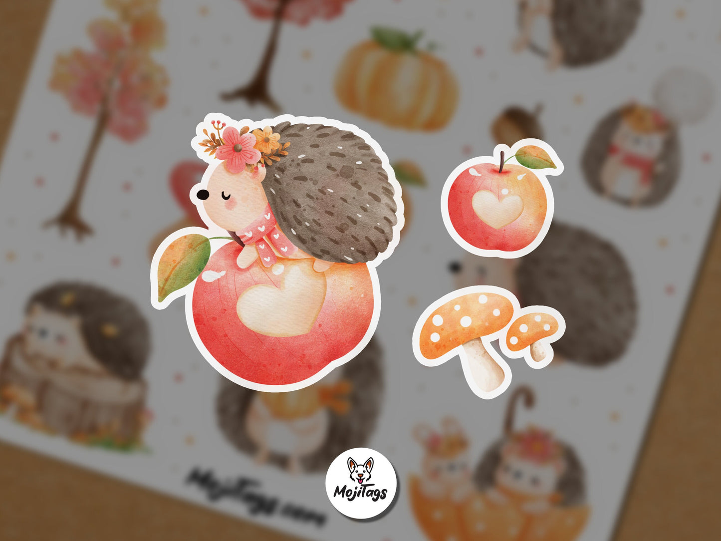 Herbstliche Igel Stickerbogen