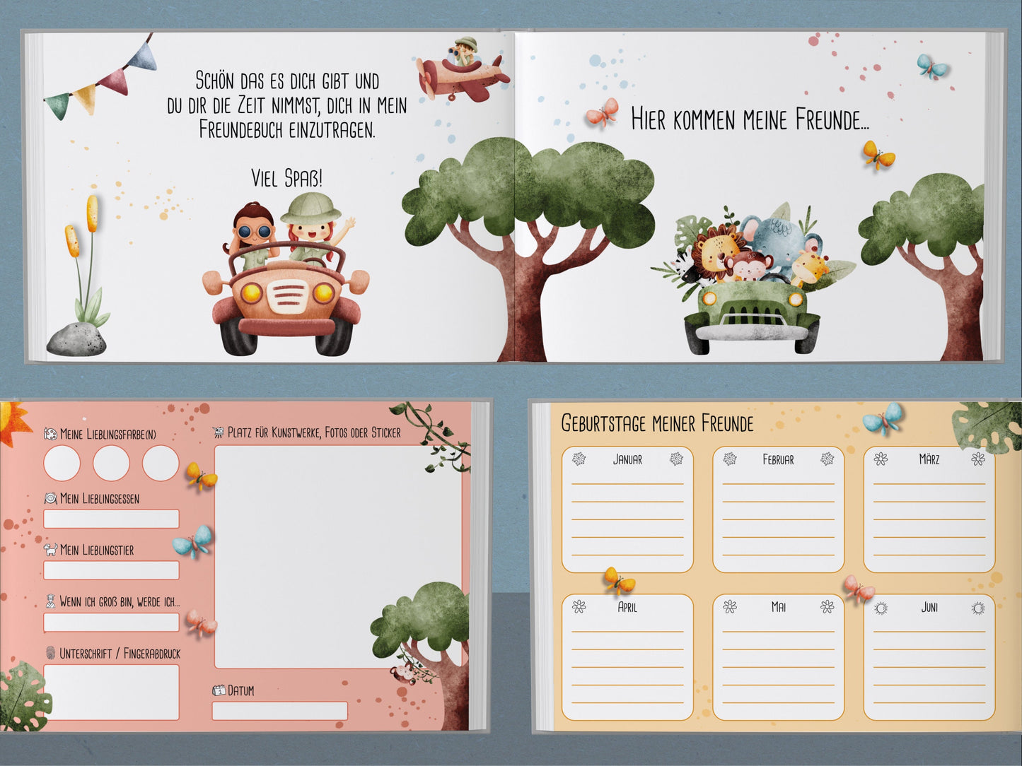 Safari Freundebuch für Kindergarten & Grundschule