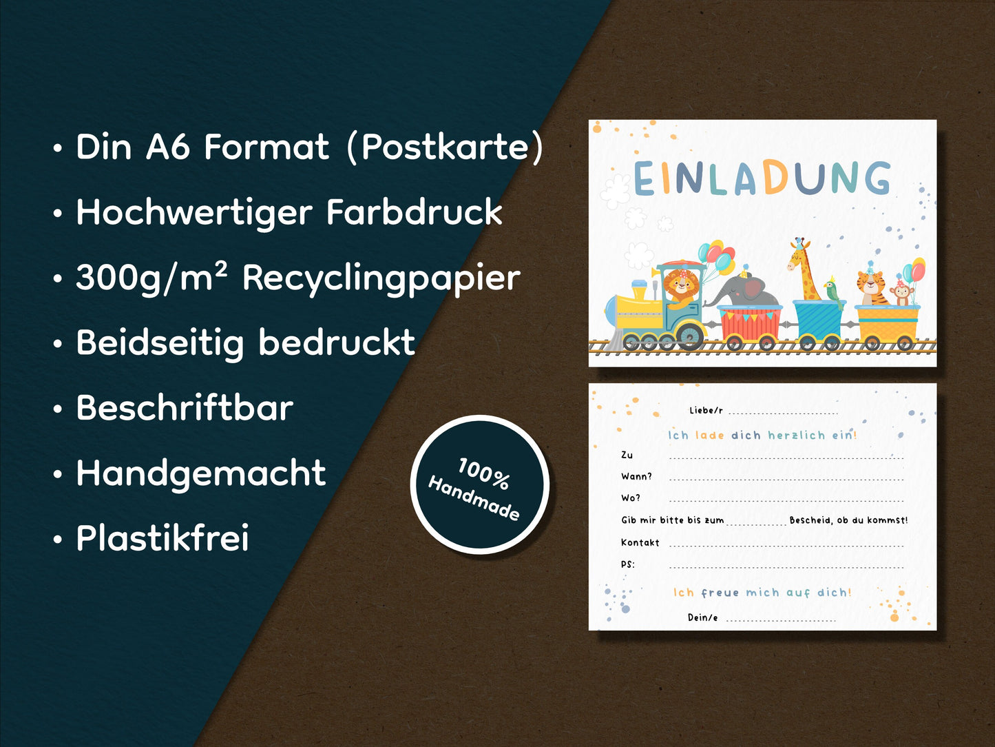 Zug Einladung mit Tieren