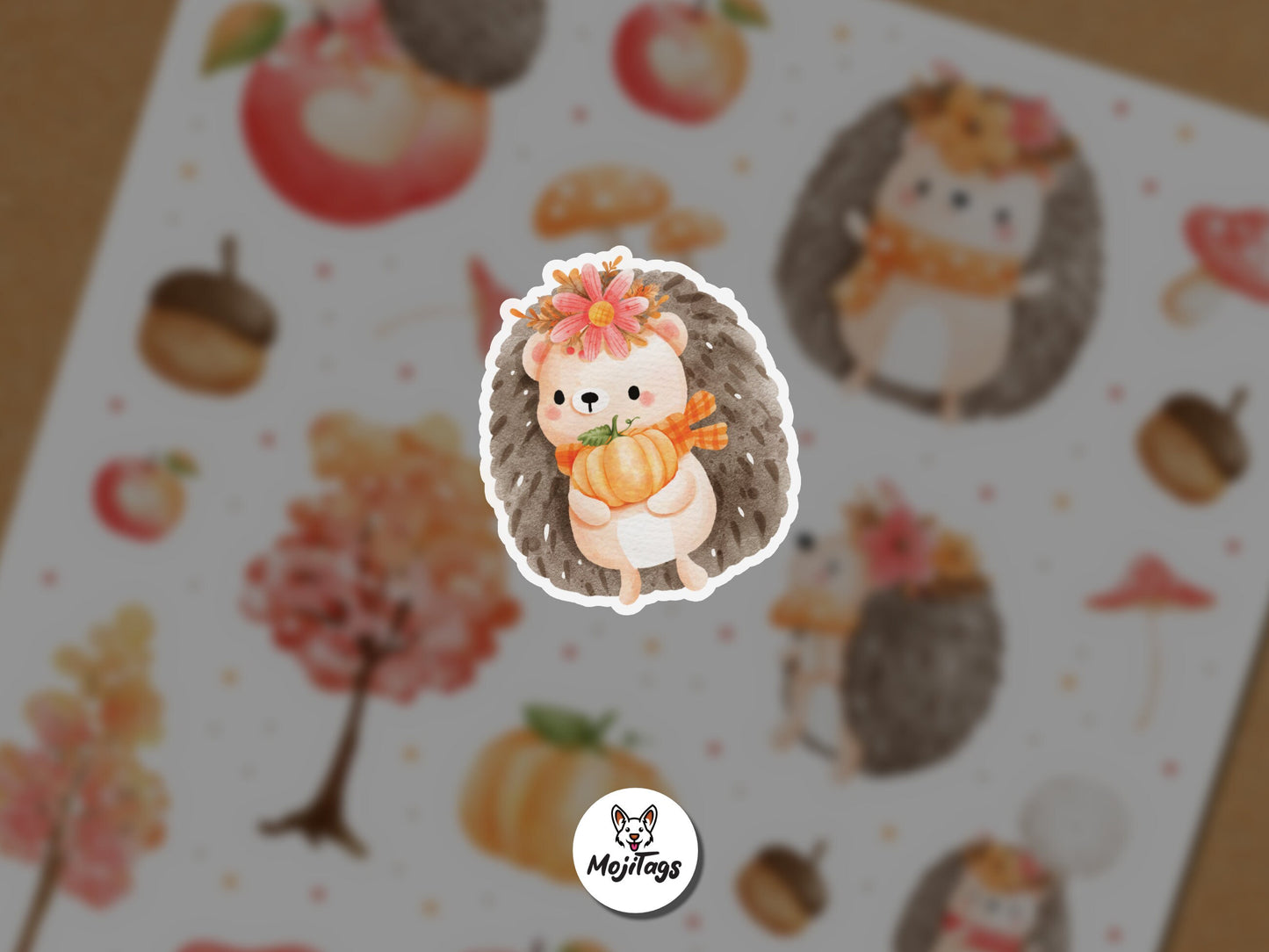 Herbstliche Igel Stickerbogen