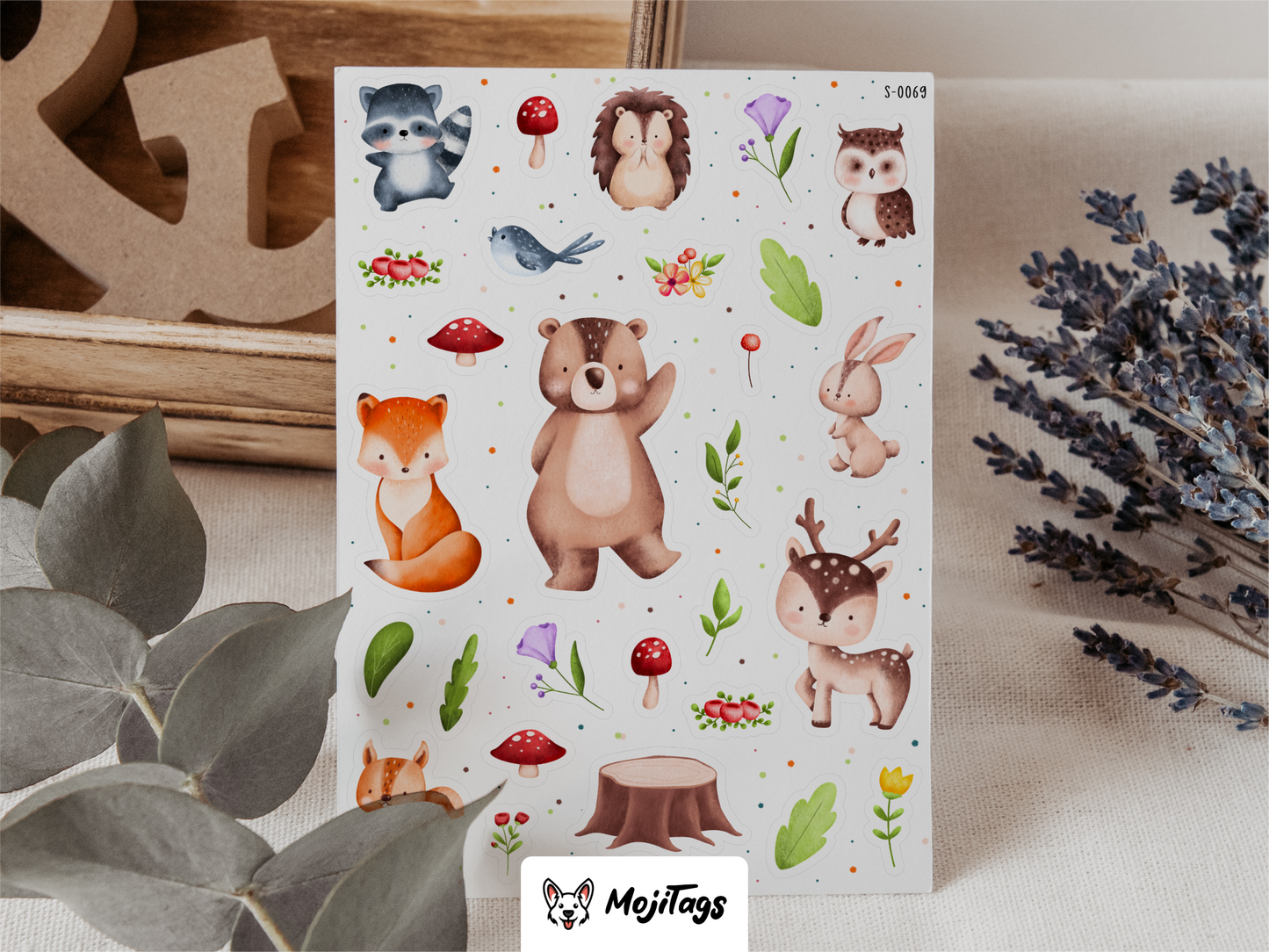 Sommer Waldtiere Stickerbogen