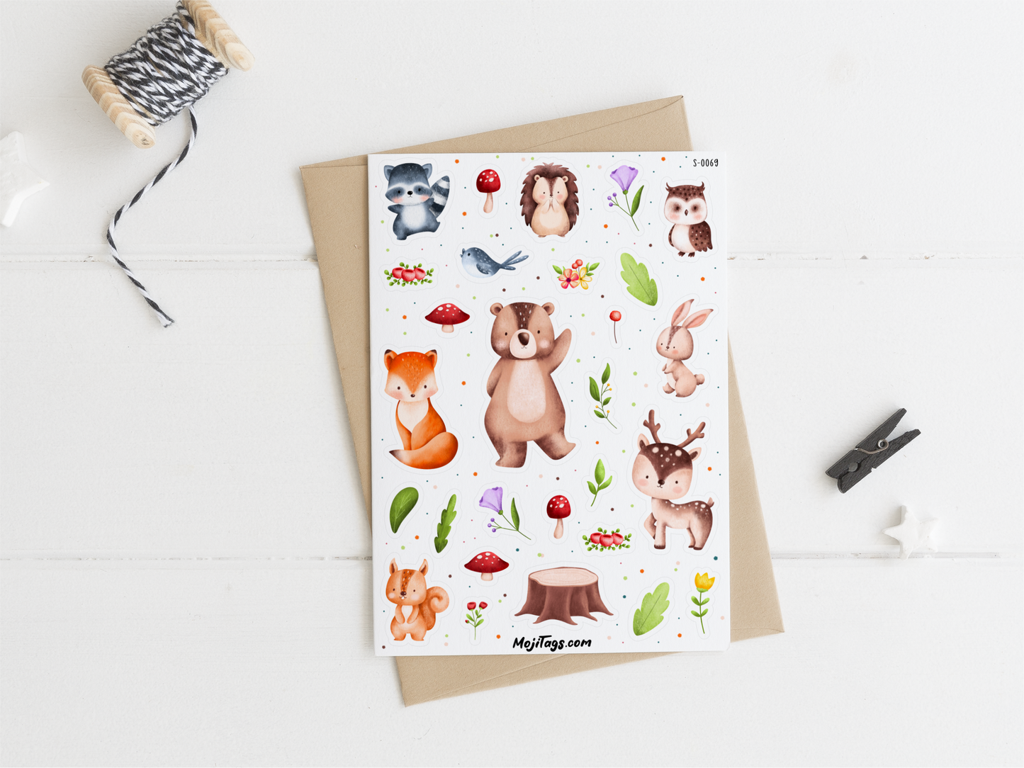 Sommer Waldtiere Stickerbogen