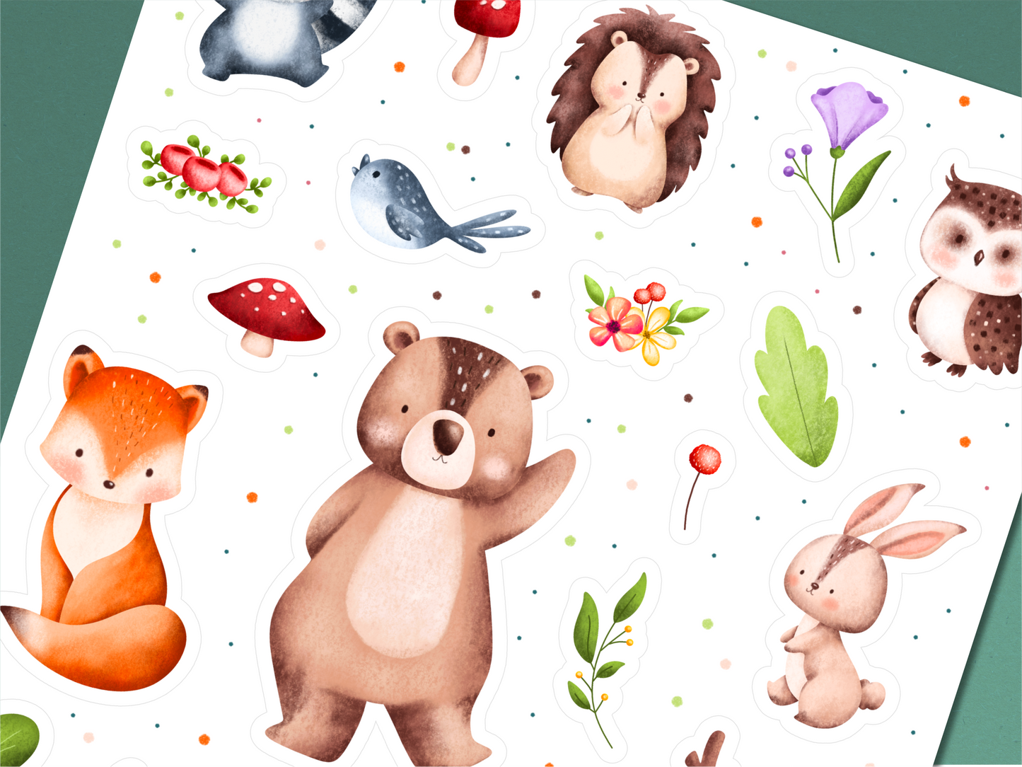 Sommer Waldtiere Stickerbogen