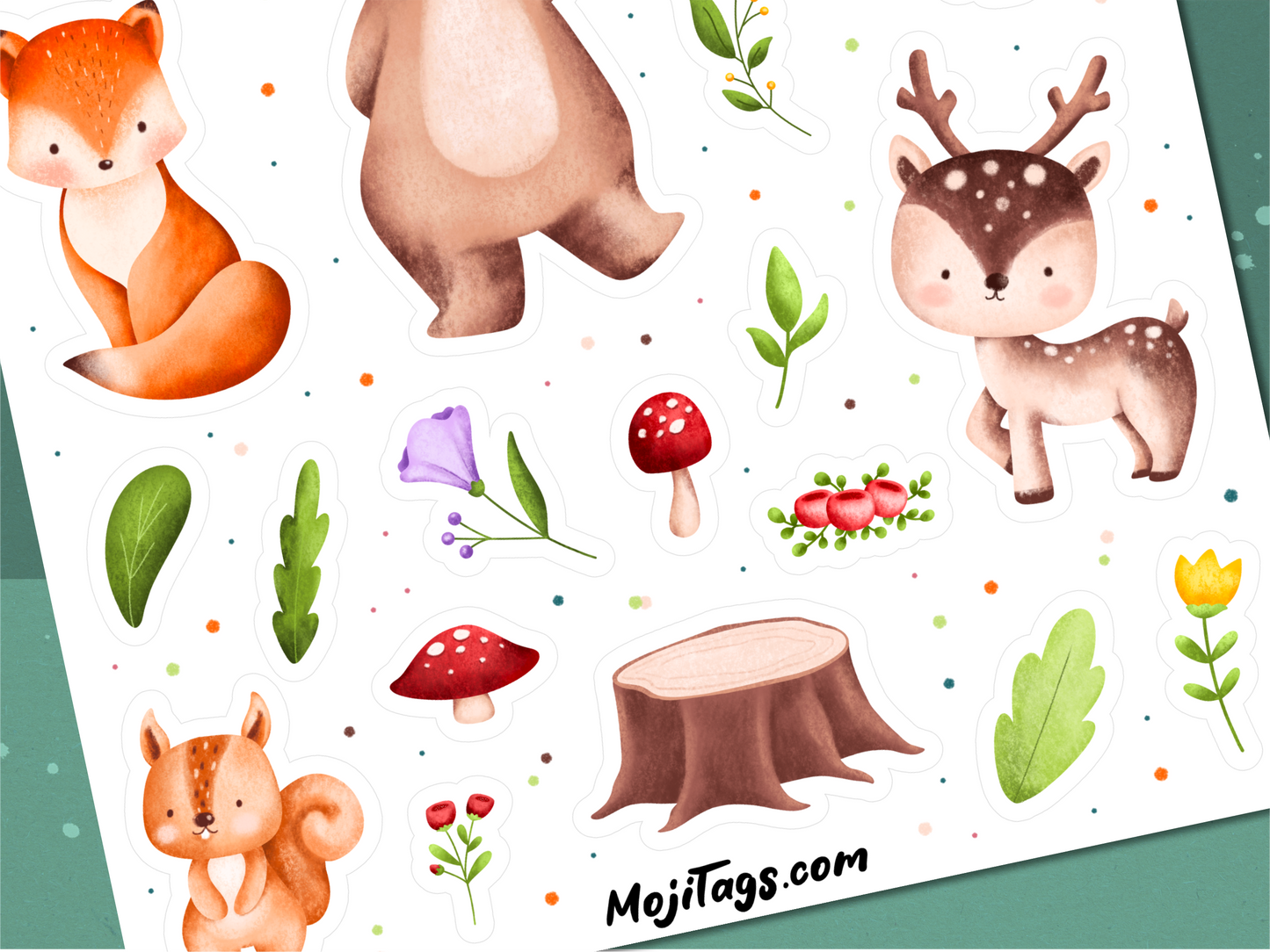 Sommer Waldtiere Stickerbogen