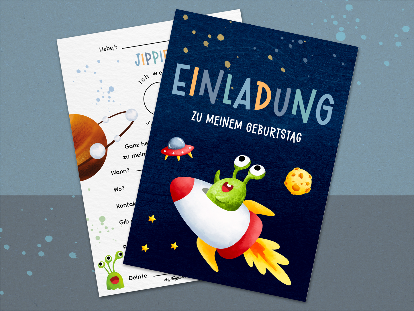 Alien Einladungskarten – Kindergeburtstag