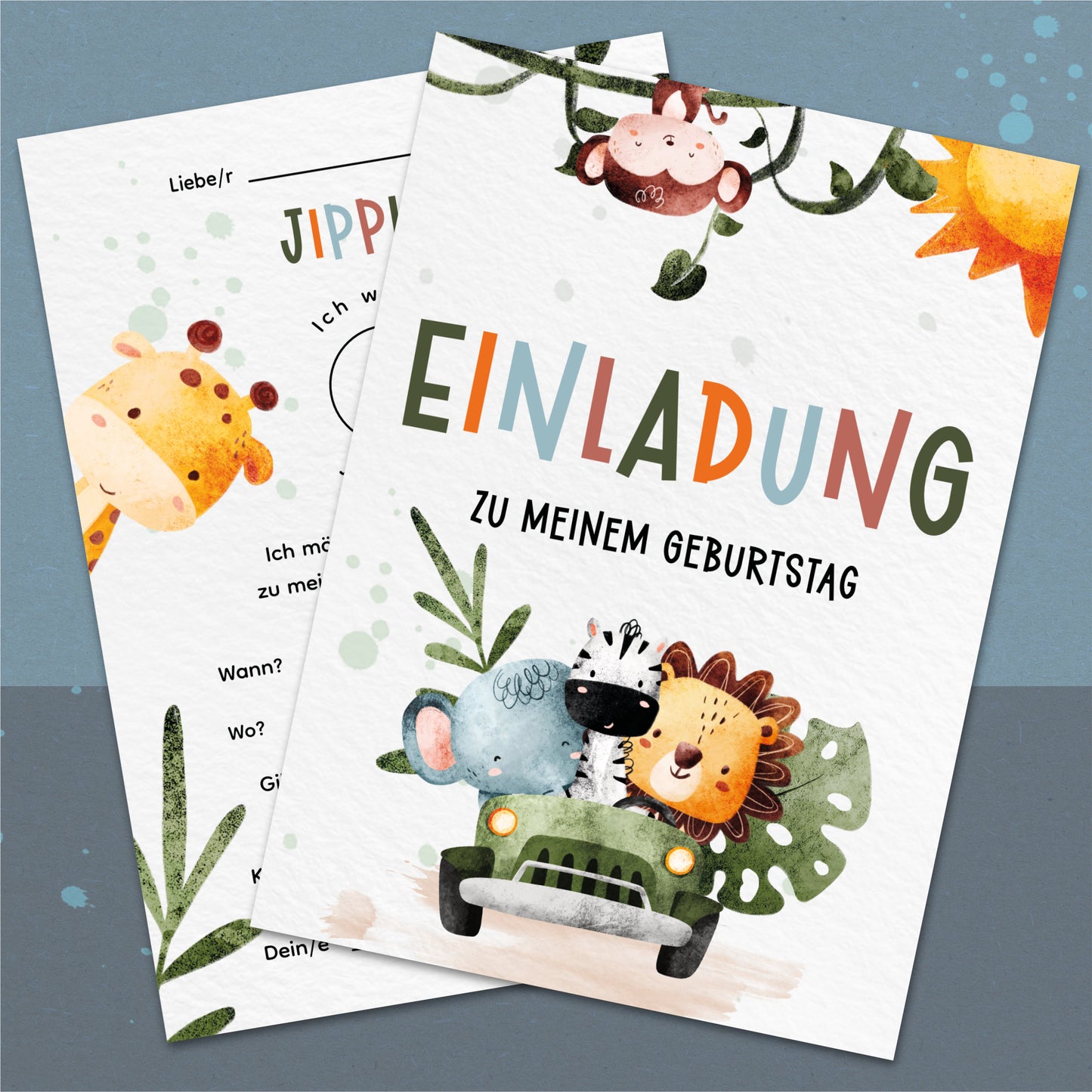 Safari Einladungskarten Kindergeburtstag