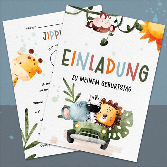 Safari Einladungskarten Kindergeburtstag