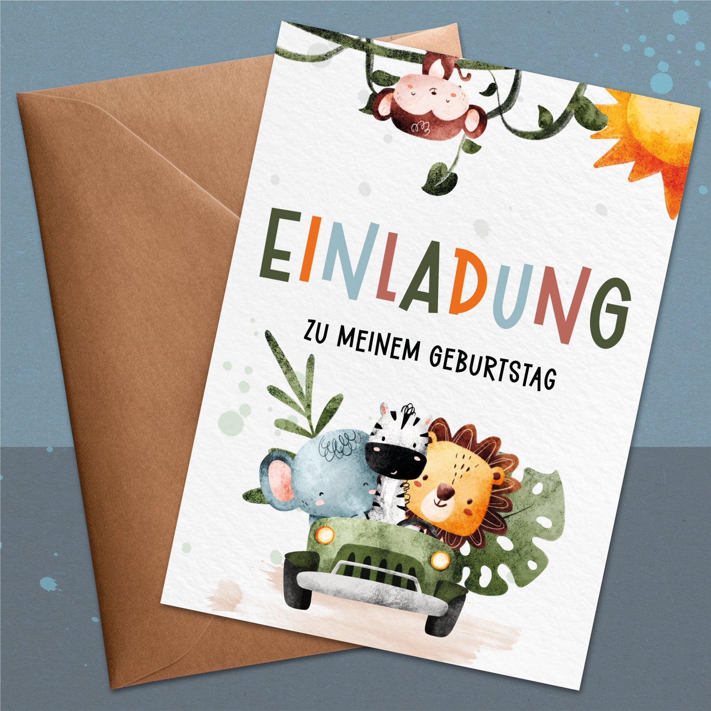 Safari Einladungskarten Kindergeburtstag