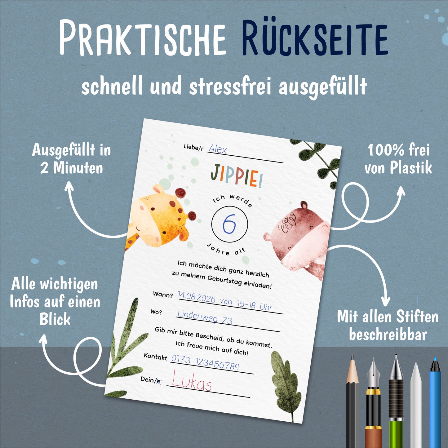 Safari Einladungskarten Kindergeburtstag