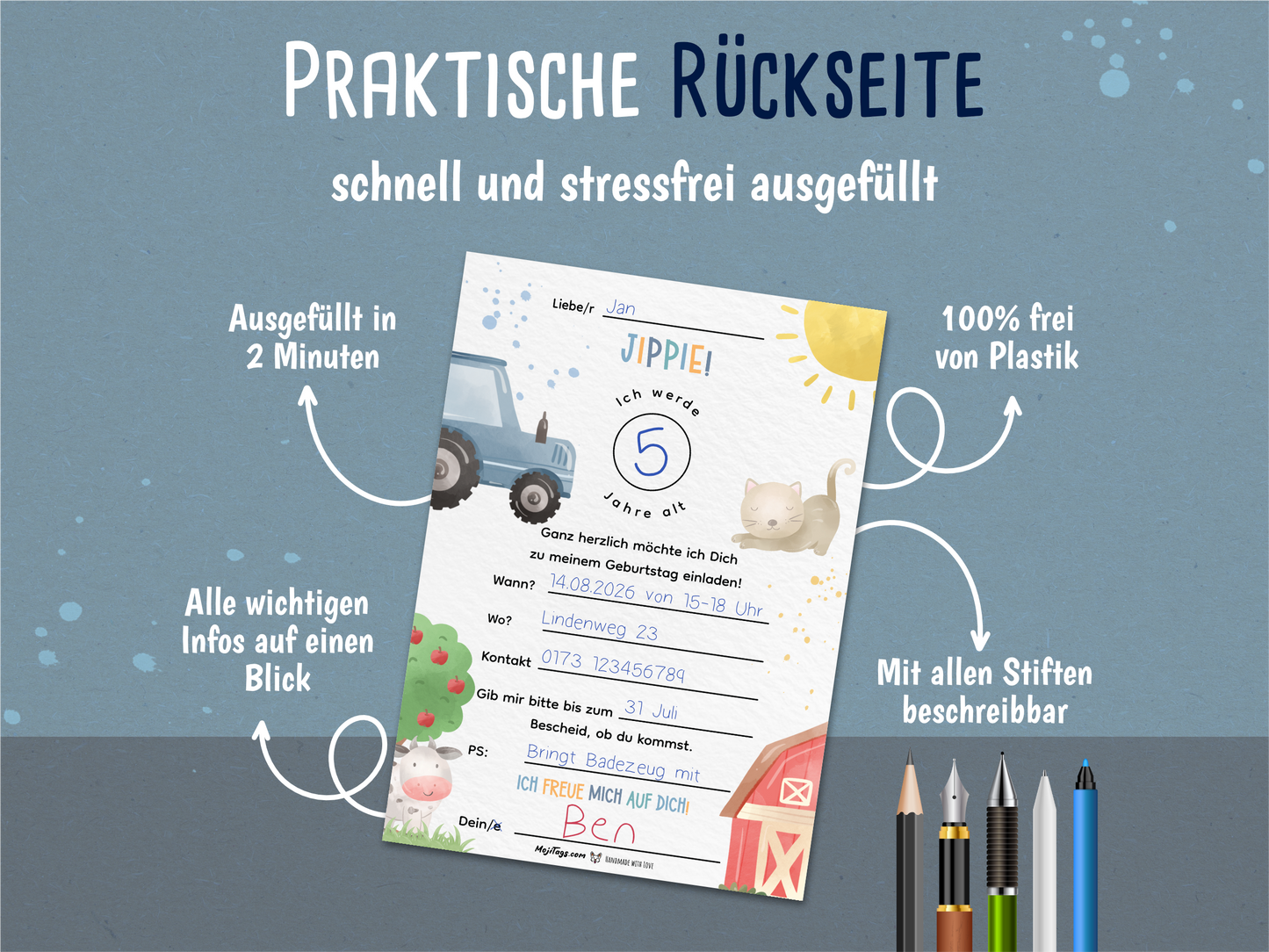 Bauernhof Einladung – Kindergeburtstag